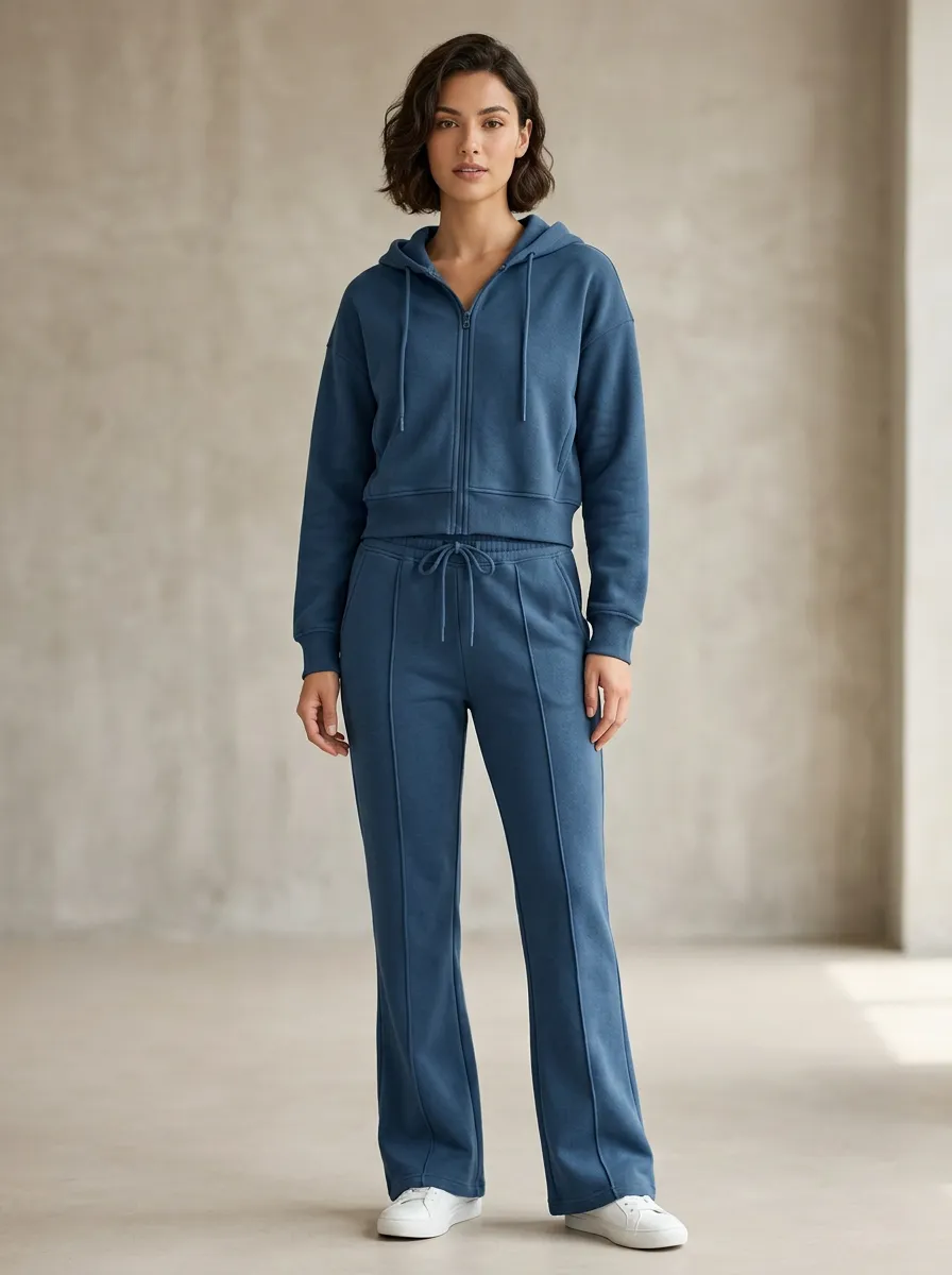 Classic Zip-Up Profile Women's Hoodie And Jogger Set