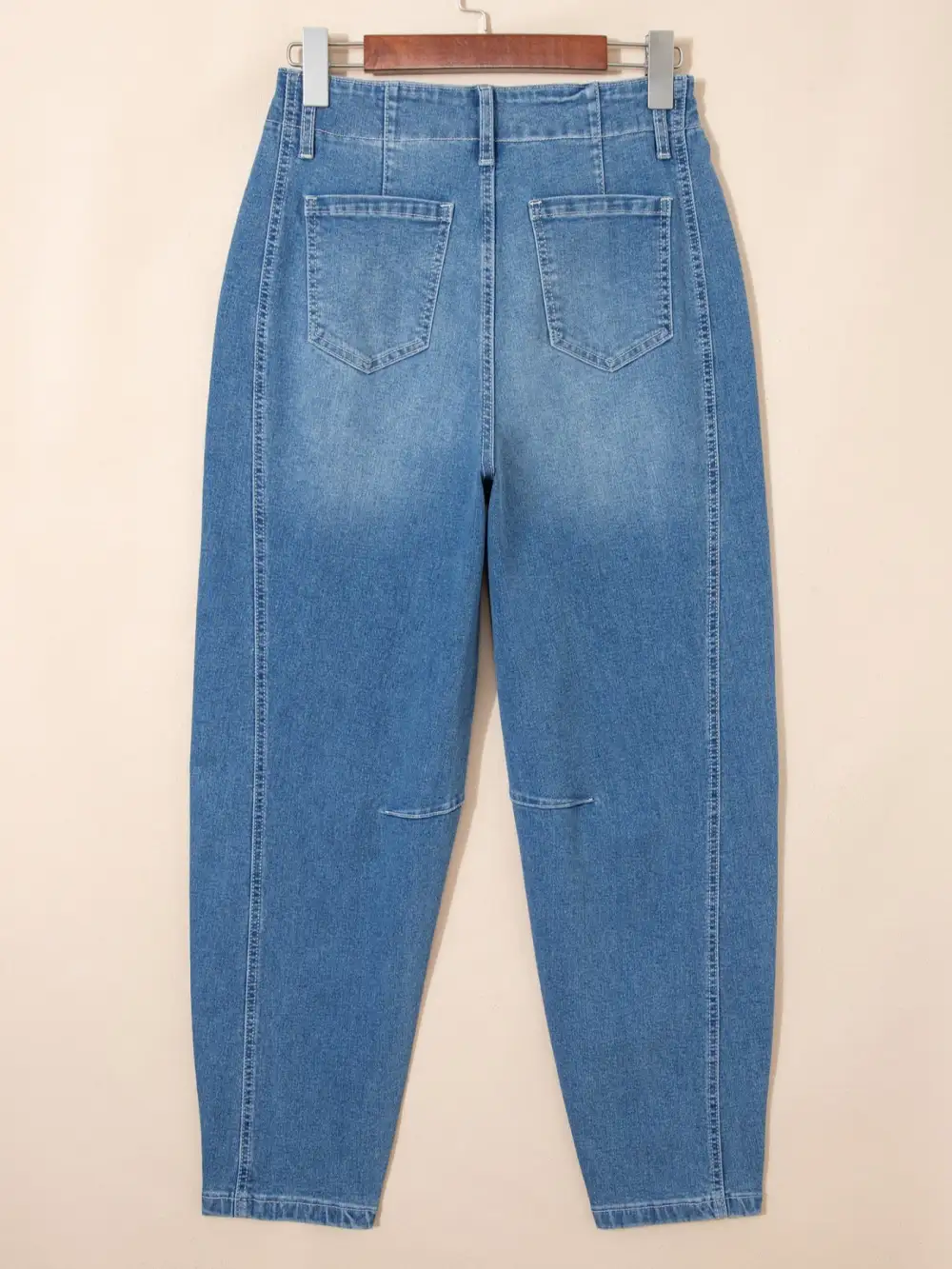 Barrel Leg Washed Cuffed Denim Jeans