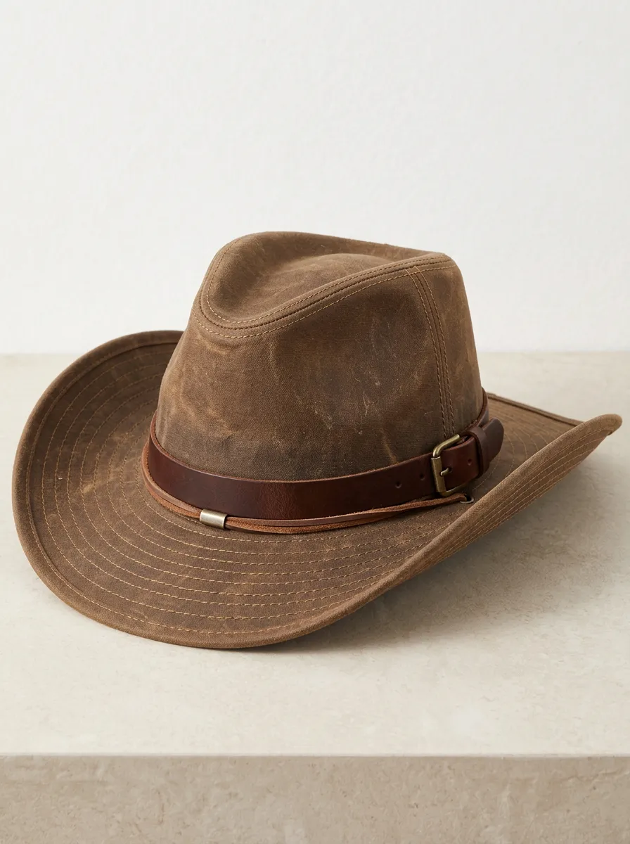 Rugged Leather Look Wide Brim Breathable Men's Cowboy Hat
