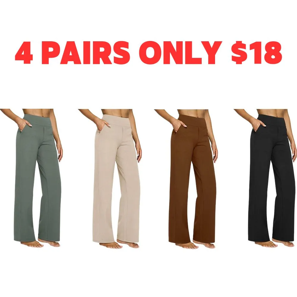 Women's  Loose High-Waist Business Casual Pants Yoga Pants Women Wide Leg Pants with Pockets Comfortable Athletic Sweatpants Outdoorfun