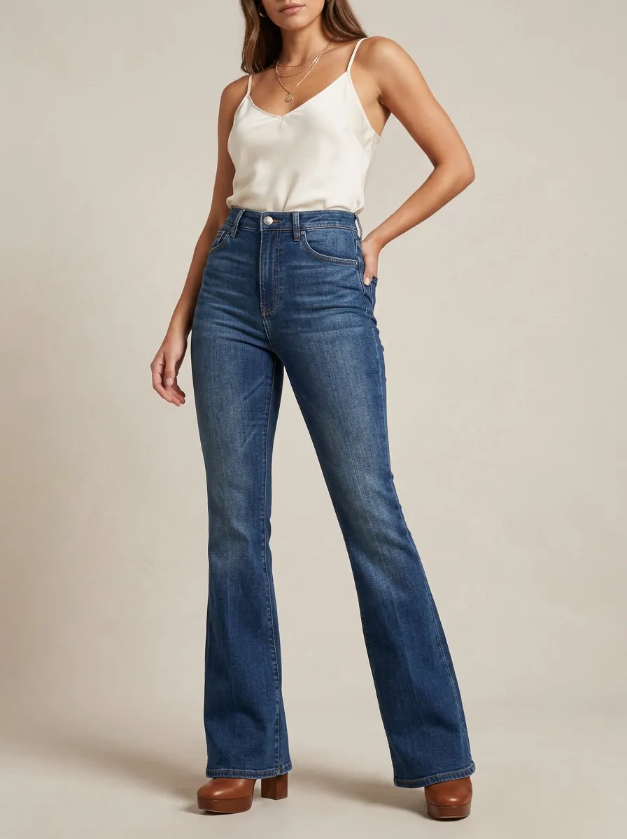 Easy-Wear High-Waist Stretch Women's High-Waist Stretch Flare Jeans