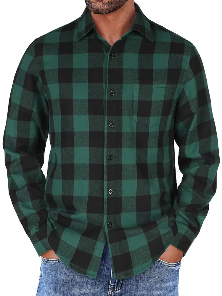 Casual Button Down Plaid Flannel Shirt