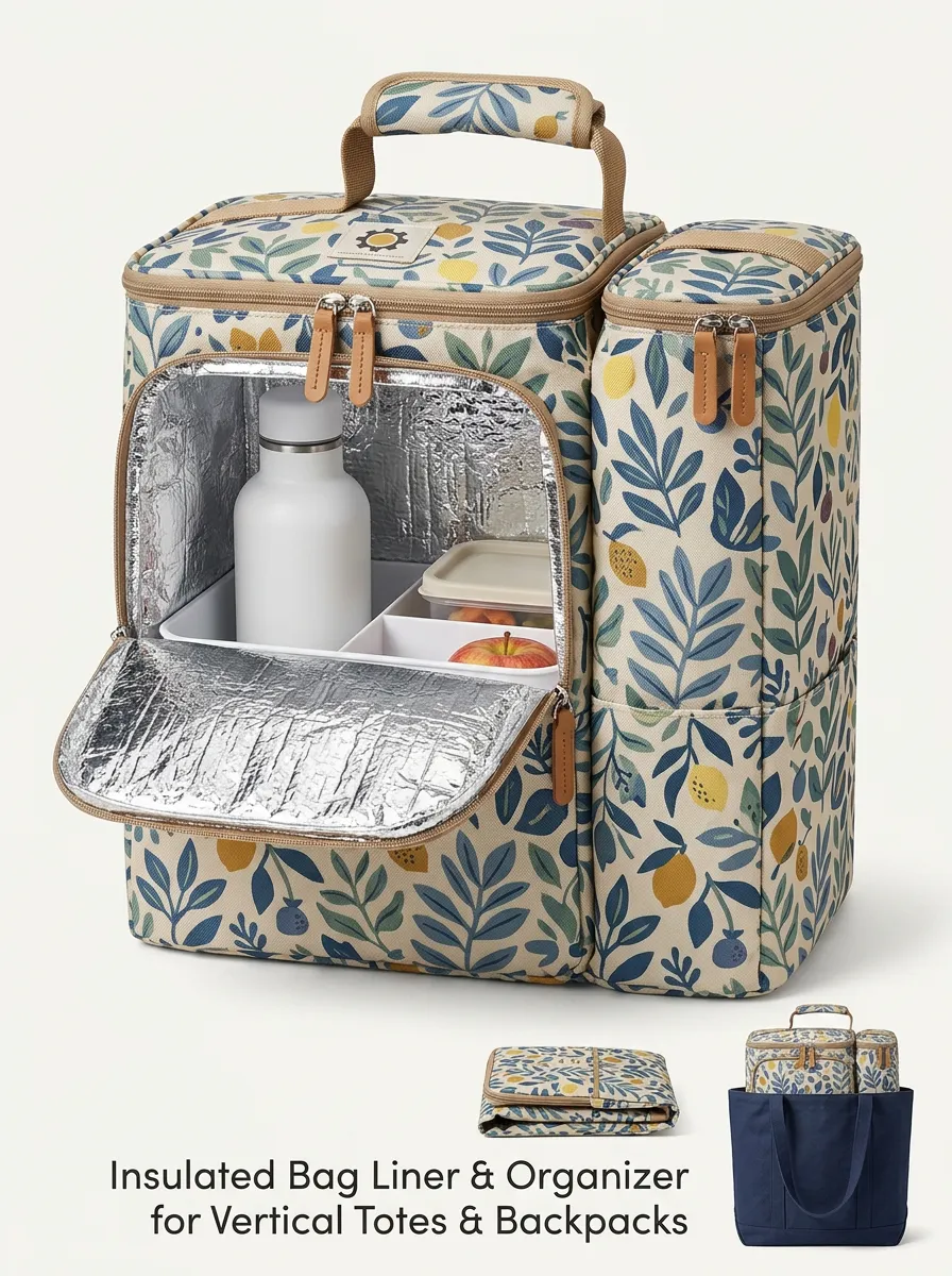 Botanical Lemon Pattern Insulated Printed Lunch Bag