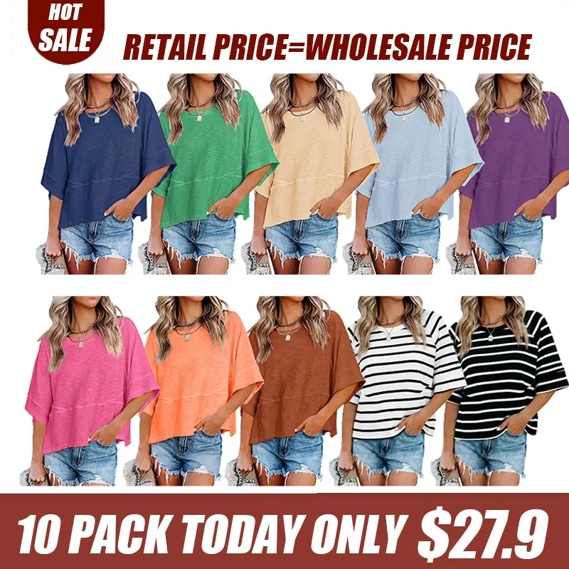 Women's Comfortable Slouchy Short Sleeve T-Shirts - Breathable & Roomy