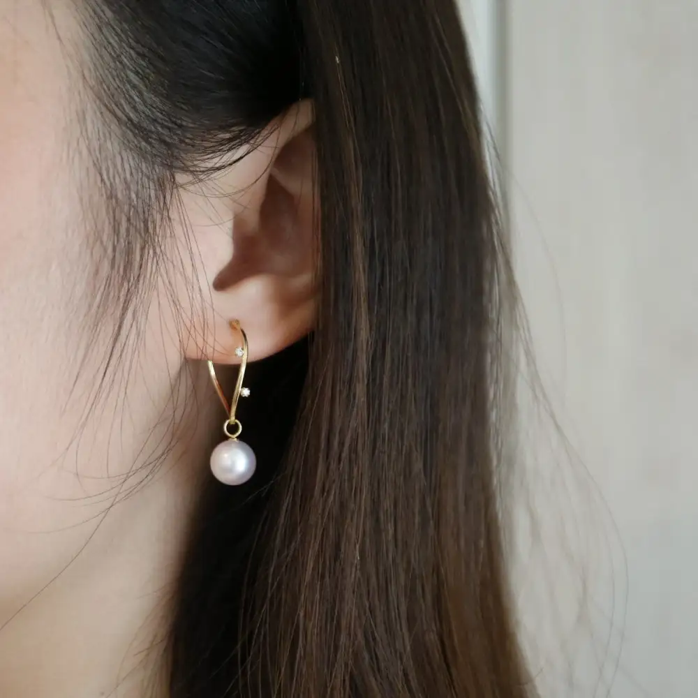 Convertible Diamond Accent Pearl Hoop Earrings