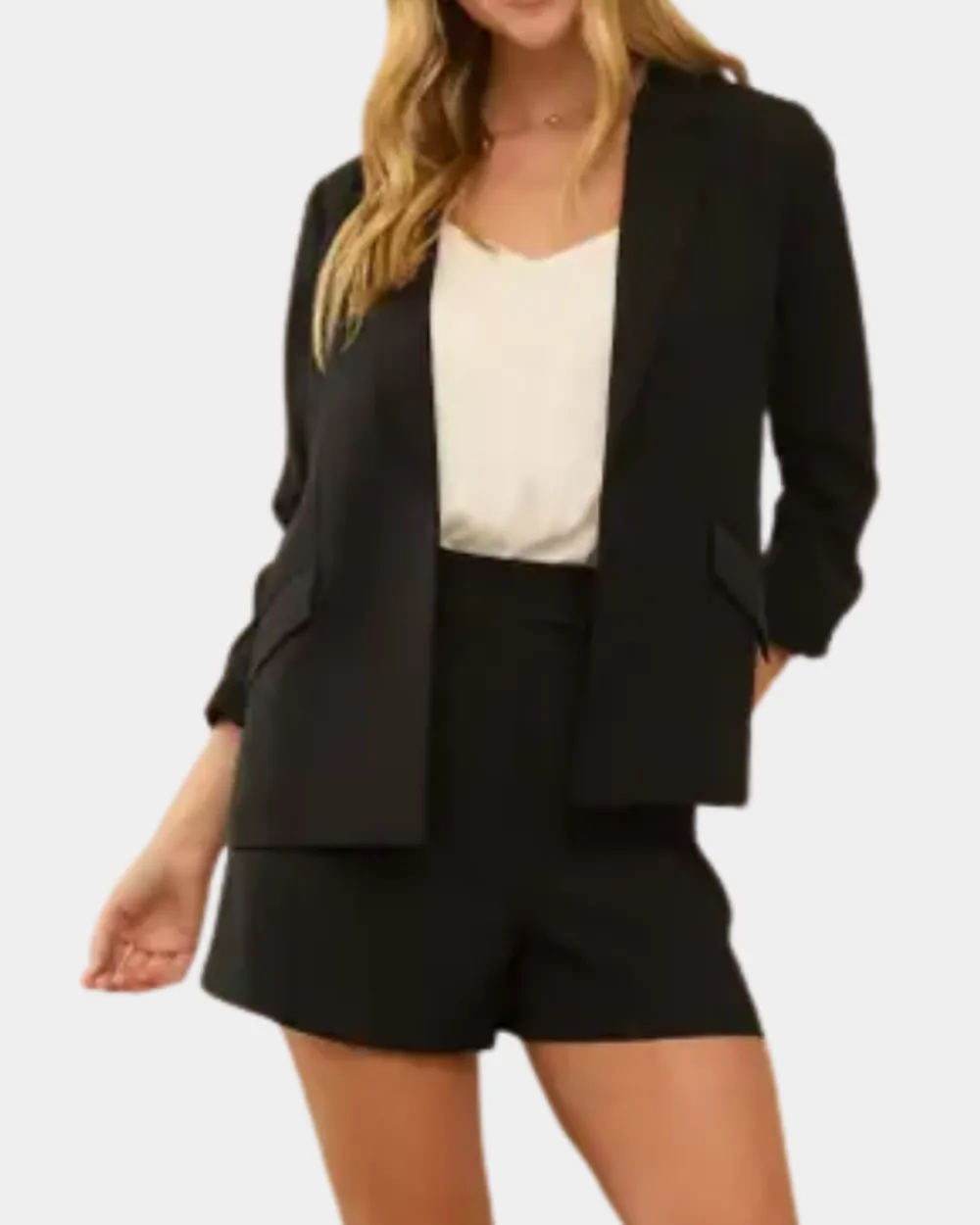 Ruched Sleeve Blazer