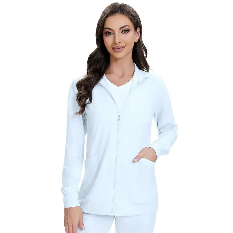 Scrub Jackets for Woman, Zip Front Nurse Jacket, 4-Way Stretch Fabric