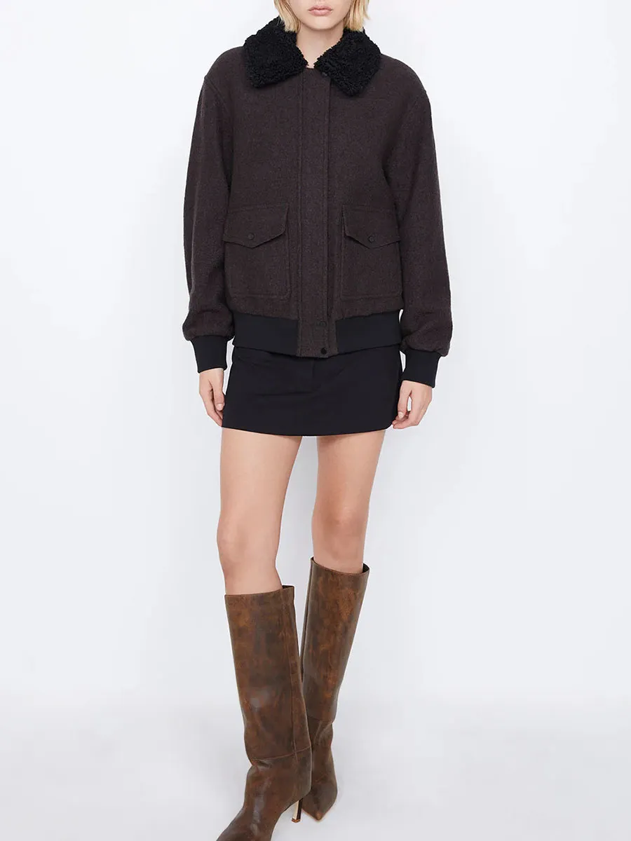 FUZZY COLLAR CASUAL JACKET