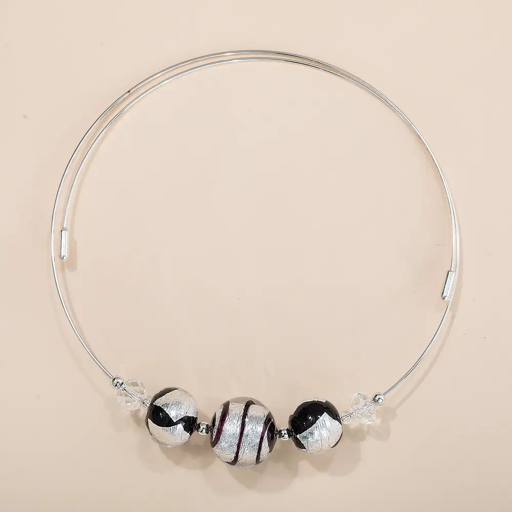 Glass Textured Collar Statement Necklace