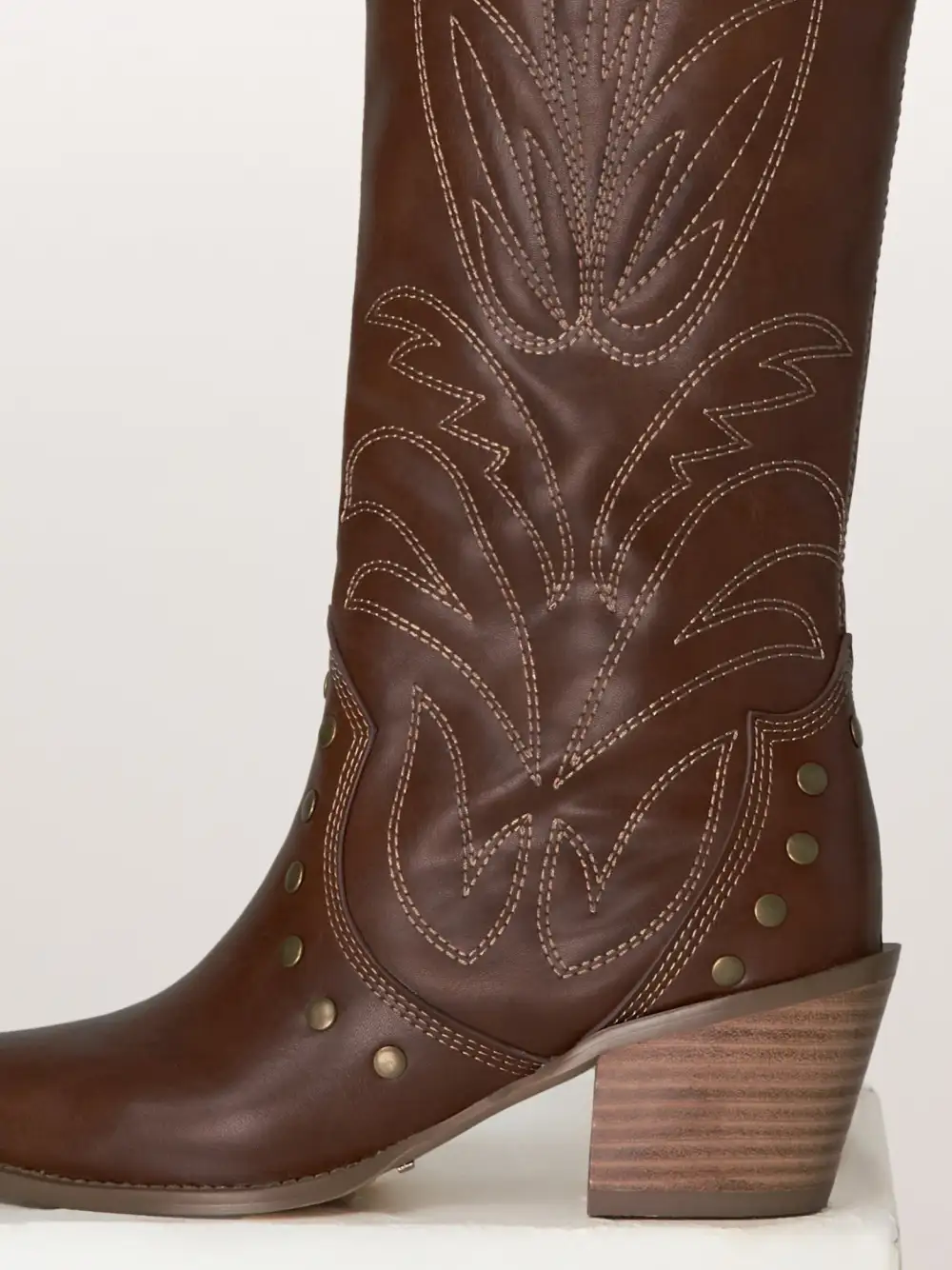 Cowboy Studded Knee-High Boots