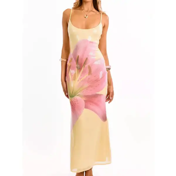 Flower Scoop Neck Maxi Cami Dress