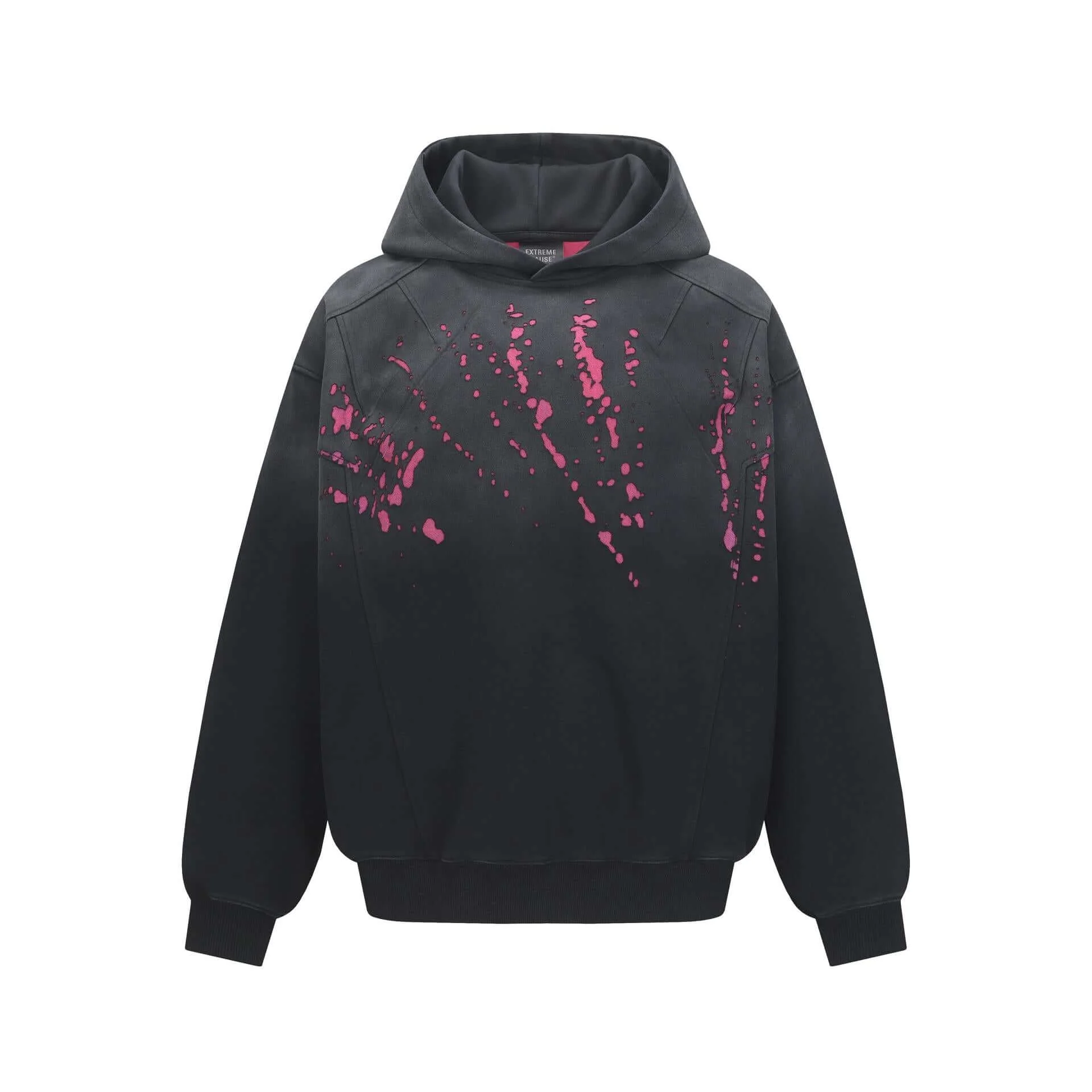 Distressed Heart Pattern Hoodie