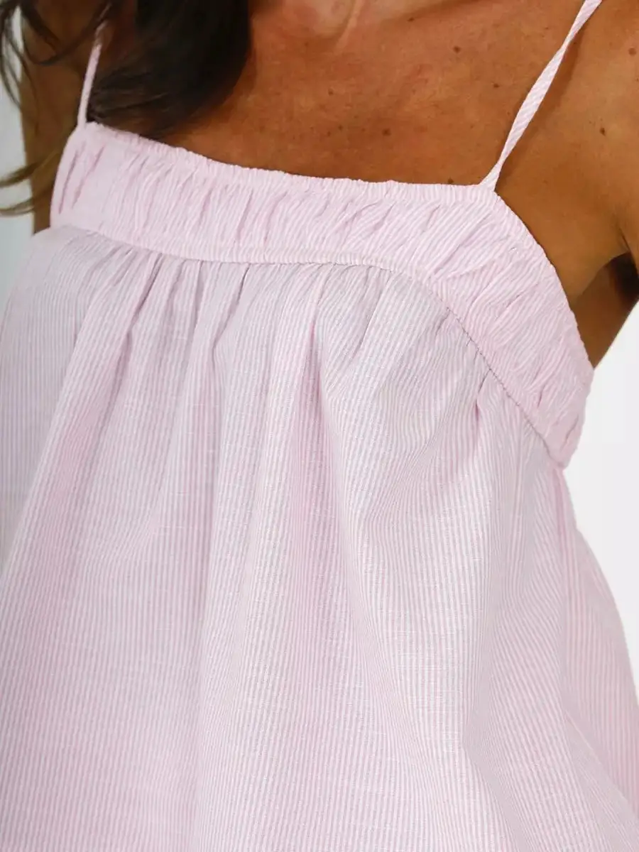 Striped Babydoll Top and Boxer Shorts Lounge Set