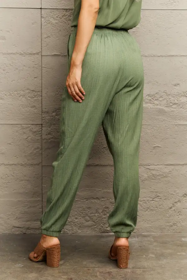 Tie Waist Long Pocket Pants