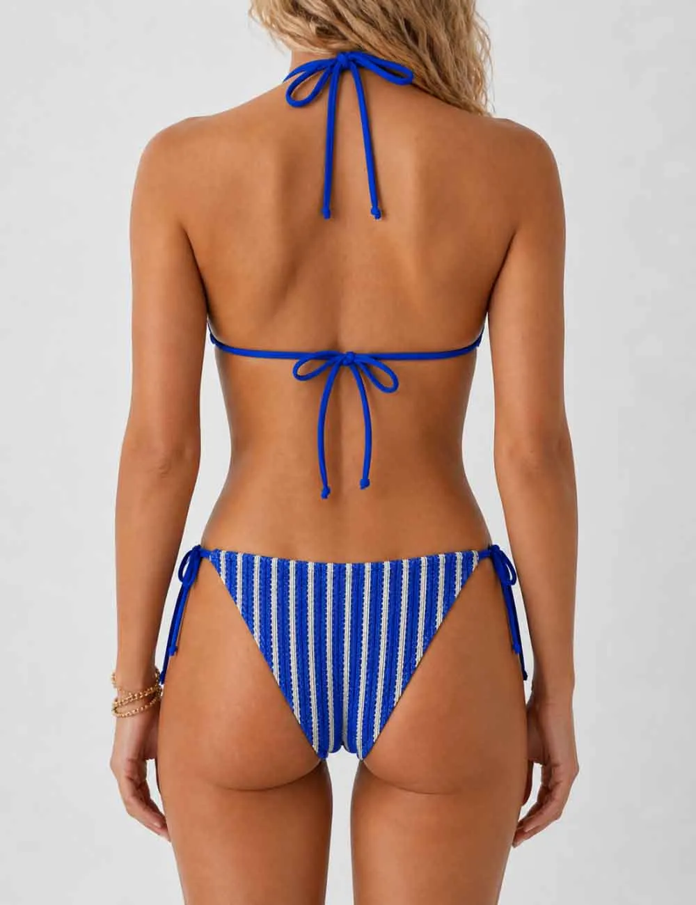 Crochet Triangle Three Piece Bikini Set with Cover Up Shorts