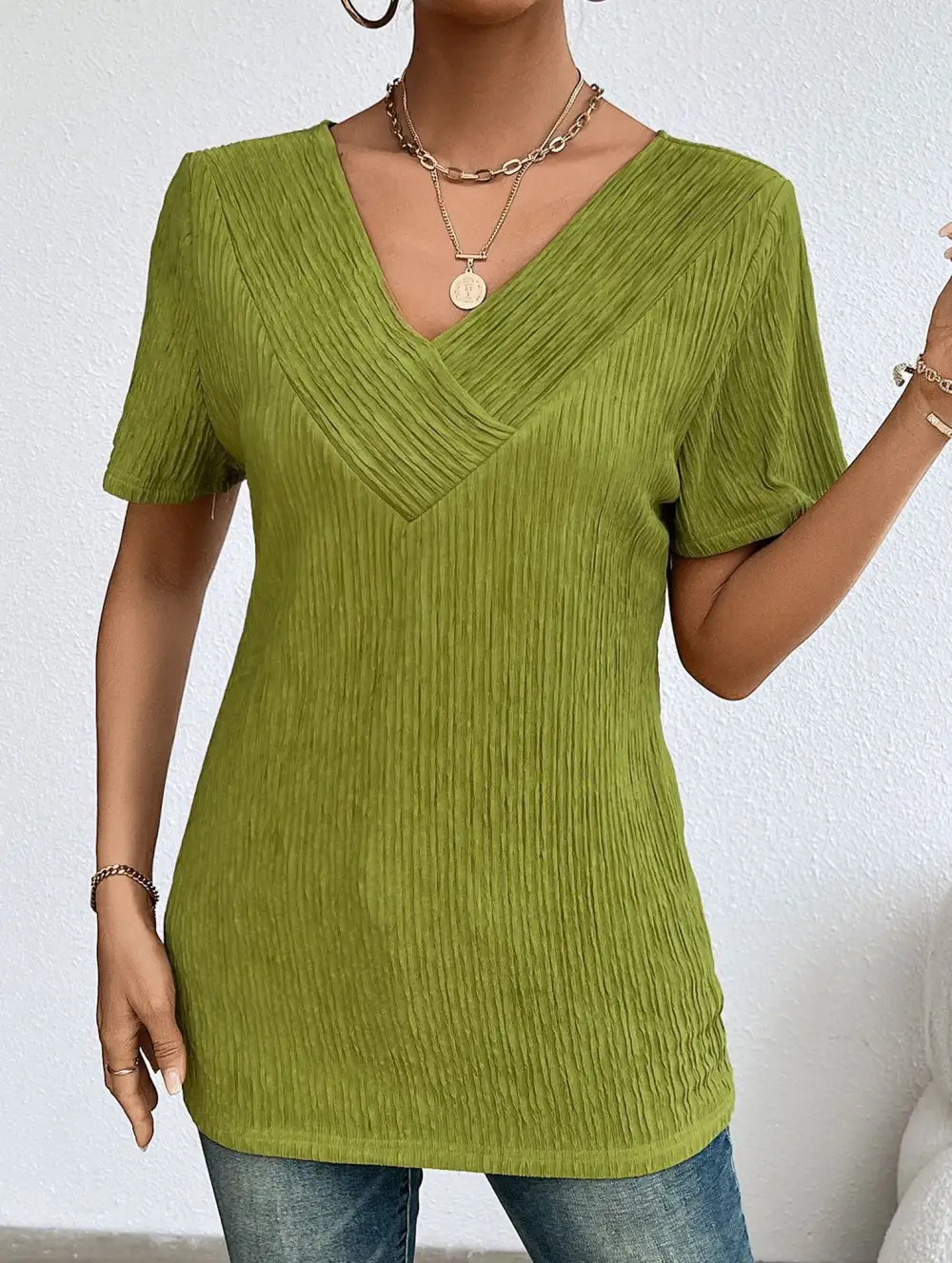 Relaxed V Neck Ribbed Tee