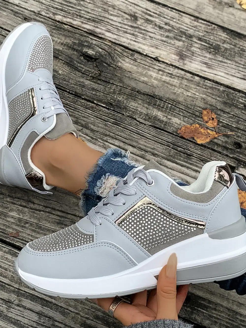 Rhinestone Wedge Sneakers