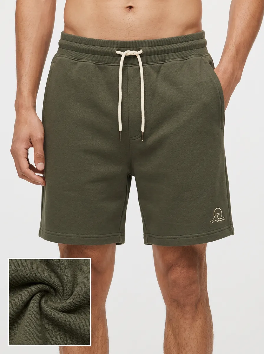 Men's Beach Surfer Olive Green Wave Printed Shorts
