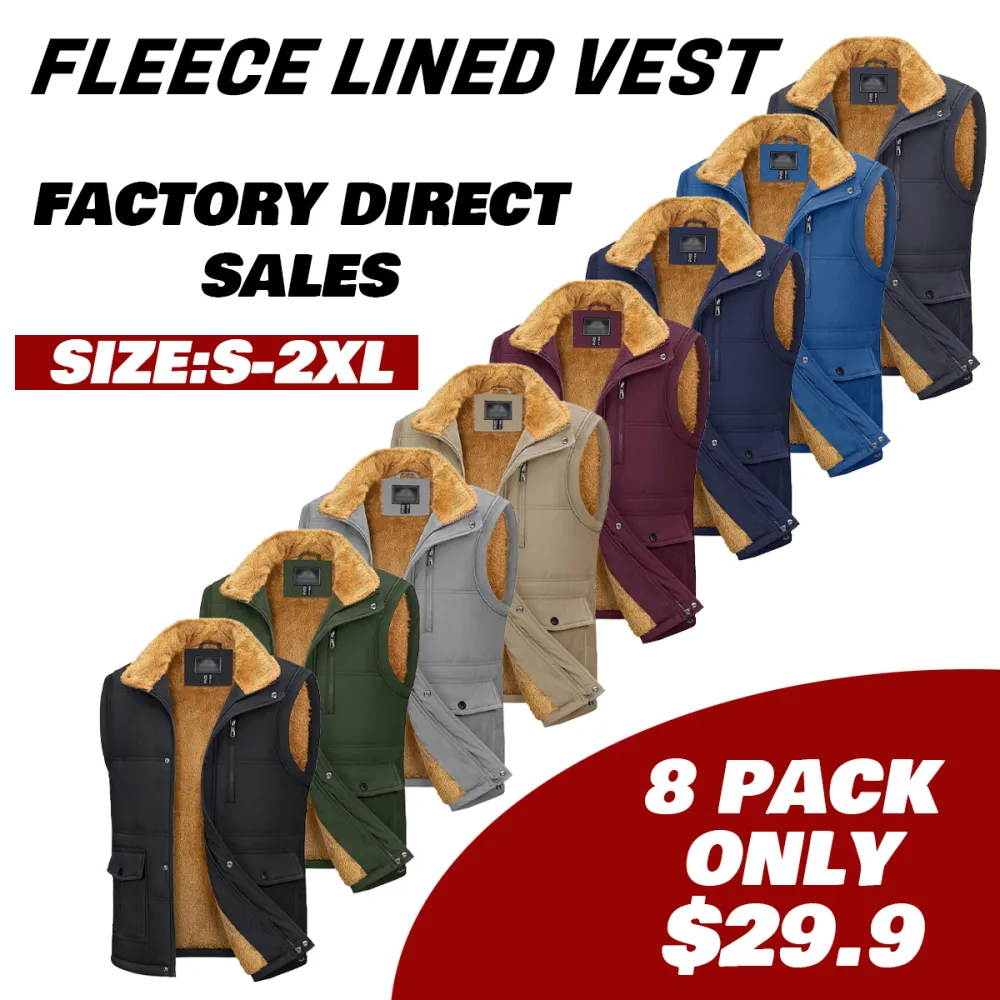 Mens Winter Vests Outerwear Fleece Lined Puffer Vest Warm Casual Quilted Vest Bubble Sherpa Vest Jacket