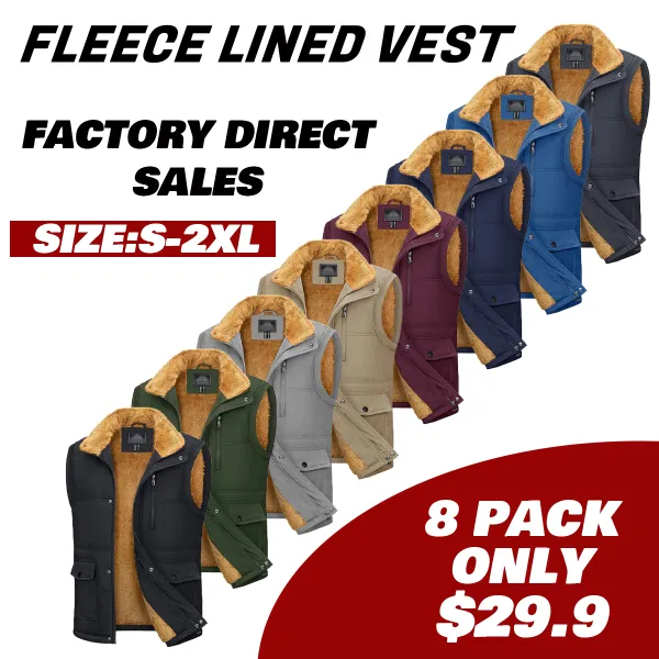 Mens Winter Vests Outerwear Fleece Lined Puffer Vest Warm Casual Quilted Vest Bubble Sherpa Vest Jacket