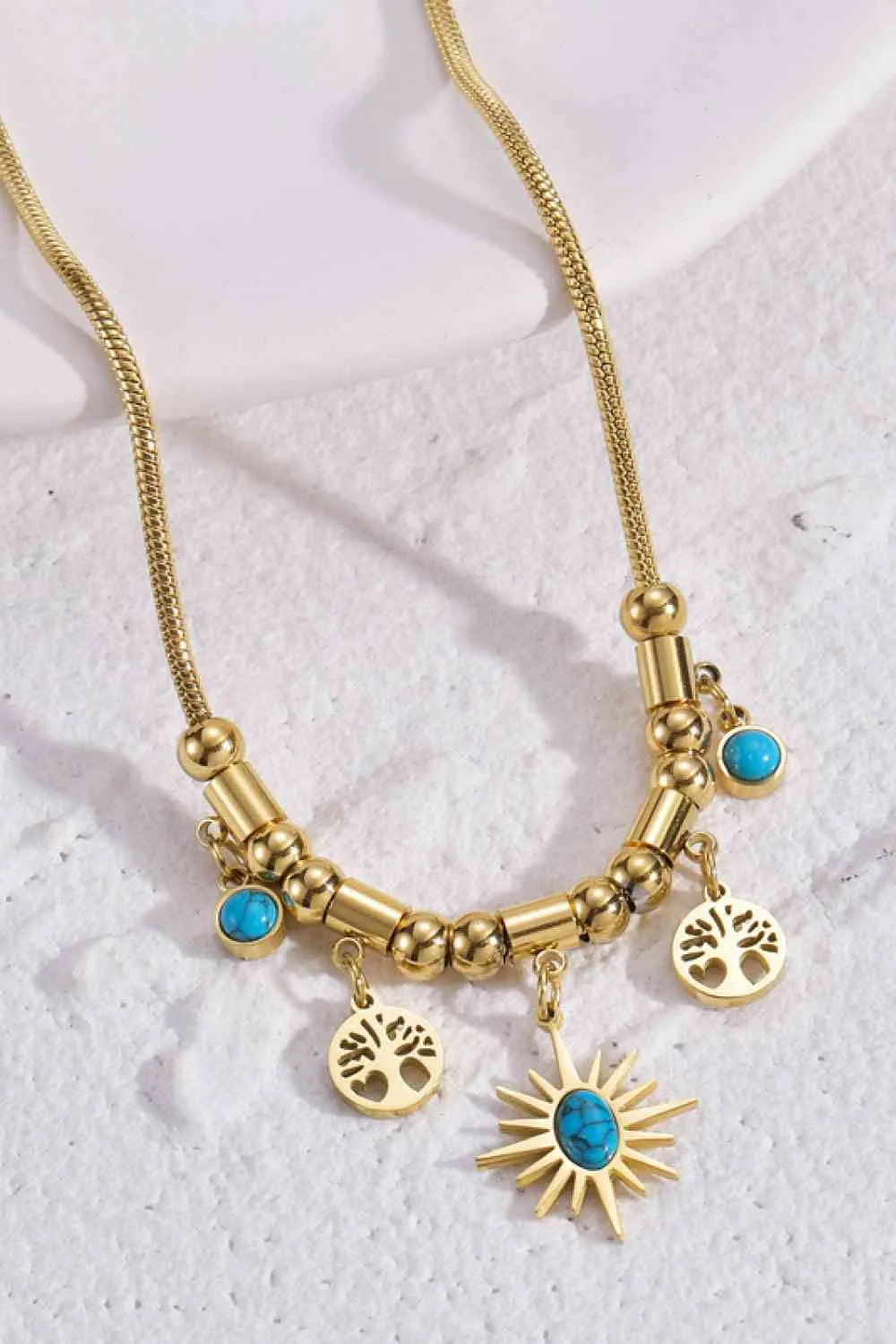 Multi Pendant Stainless Steel Necklace
