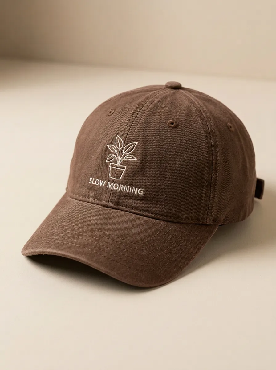 Minimal Plant-Lover Slow-Morning Embroidered Unisex Baseball Cap