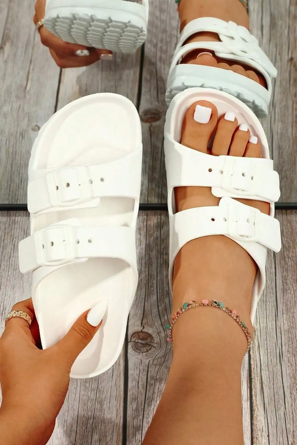 Double Buckle Eva Slide Slippers Everyday