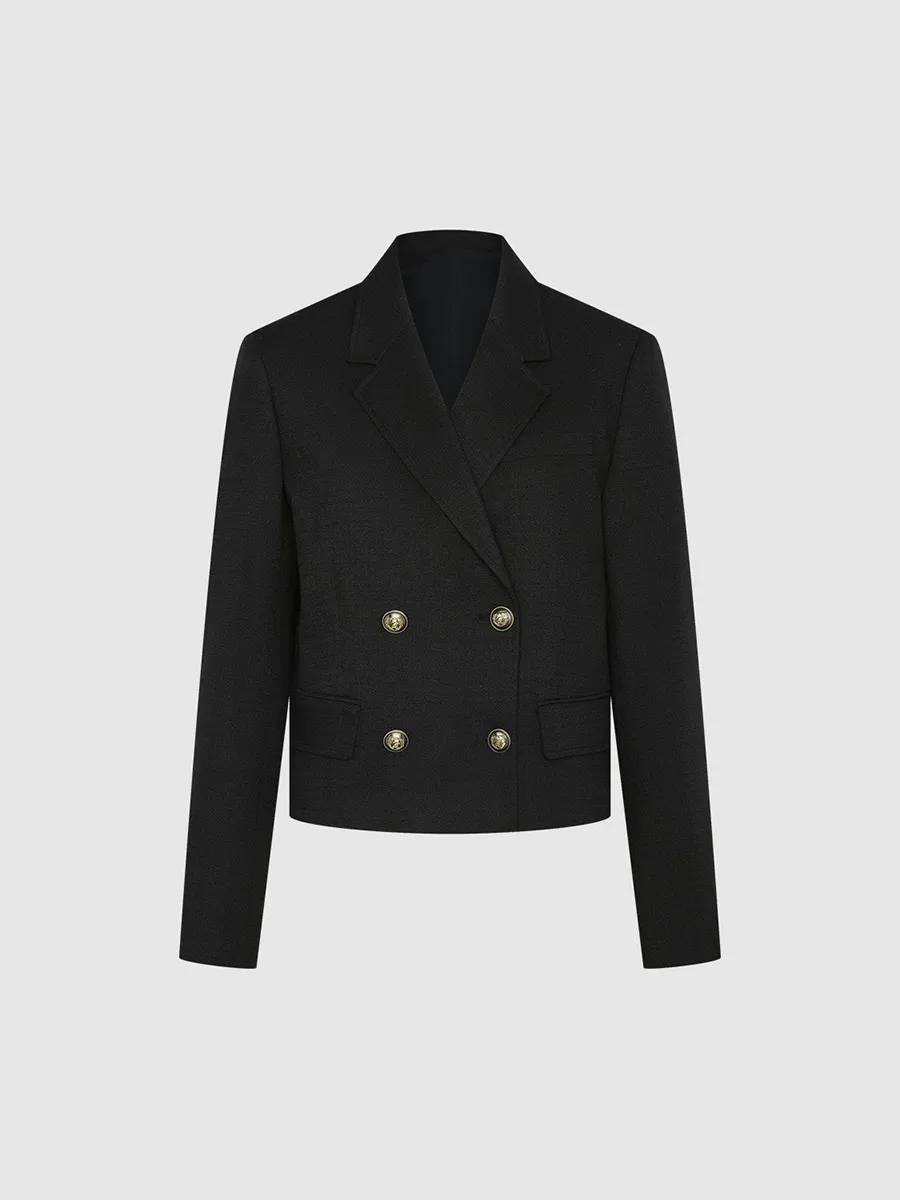 A Short Black Commuter Uniform Jacket For Women