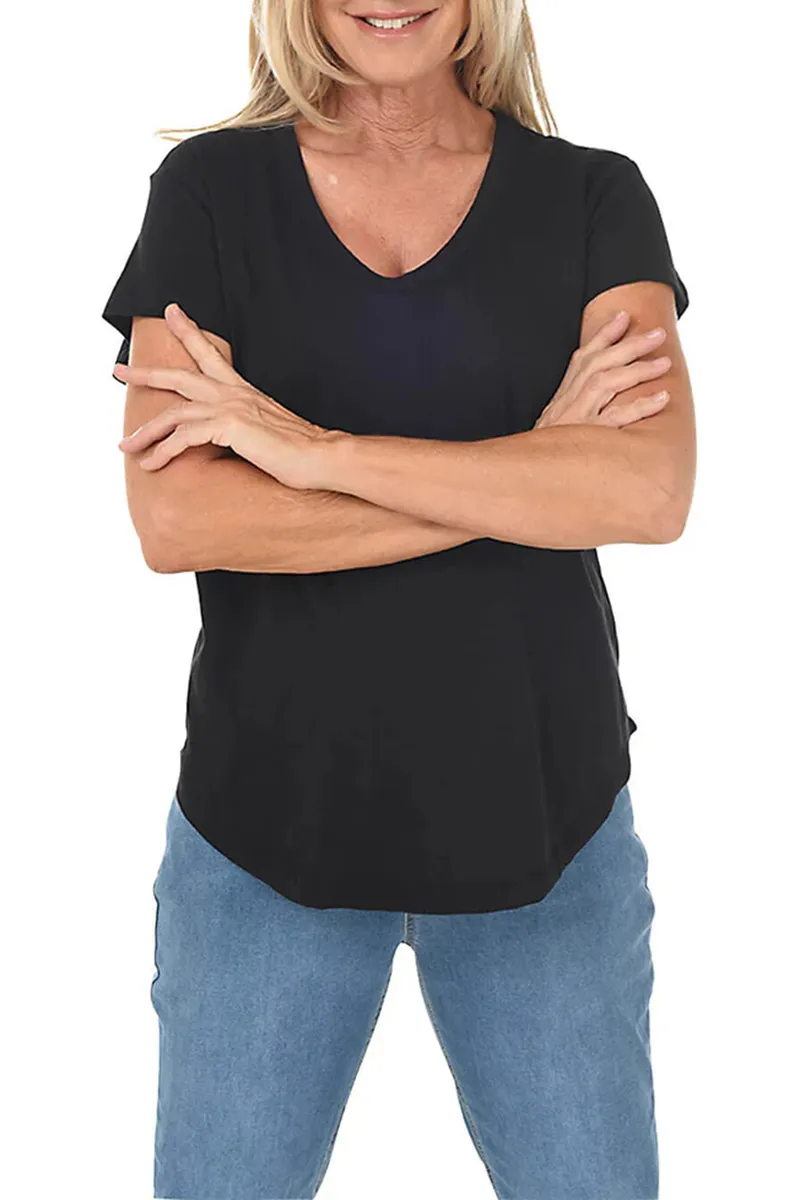 High-Low Slub Knit Cotton Tee