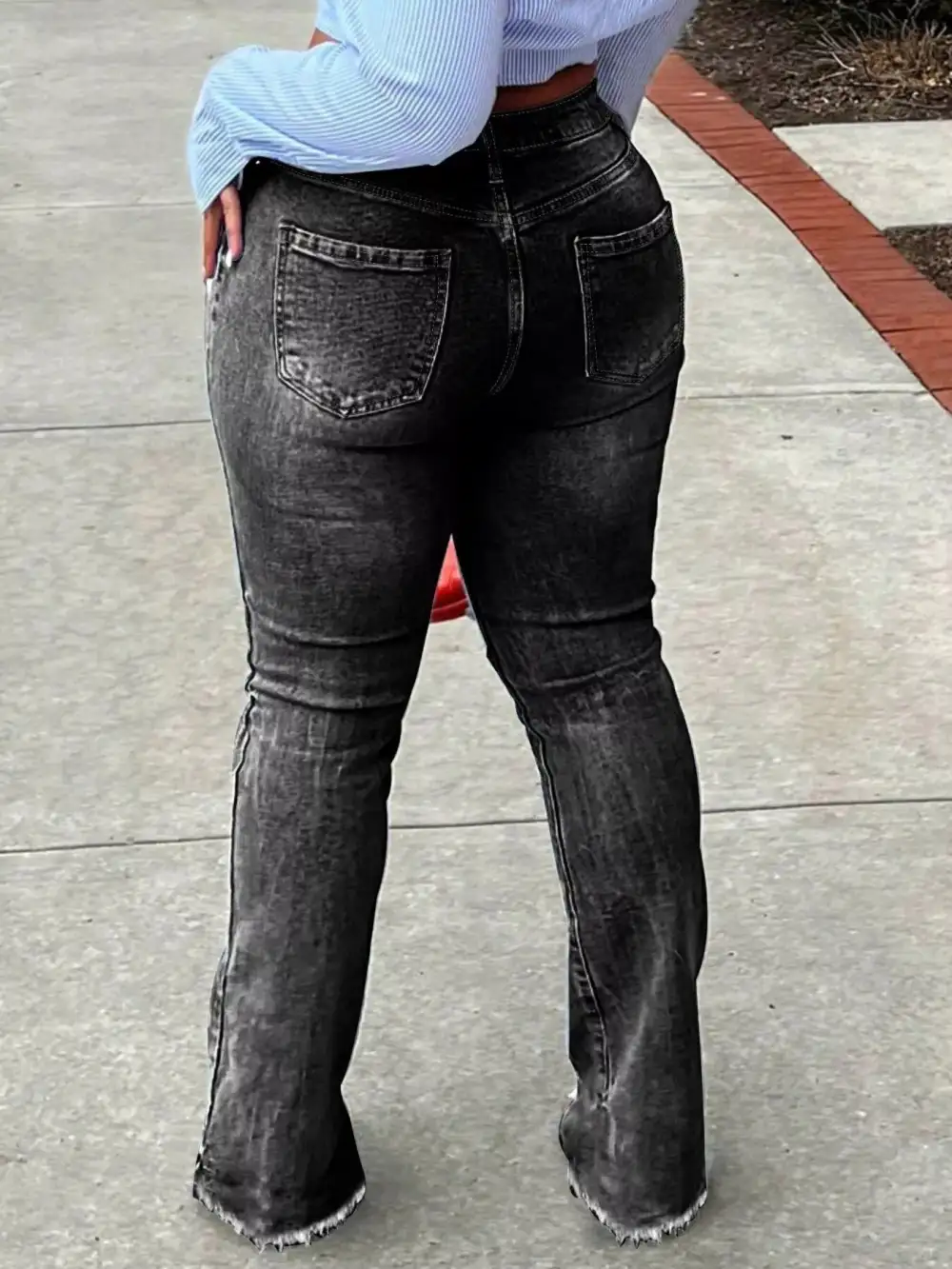 Flare Leg Ripped Denim Jeans