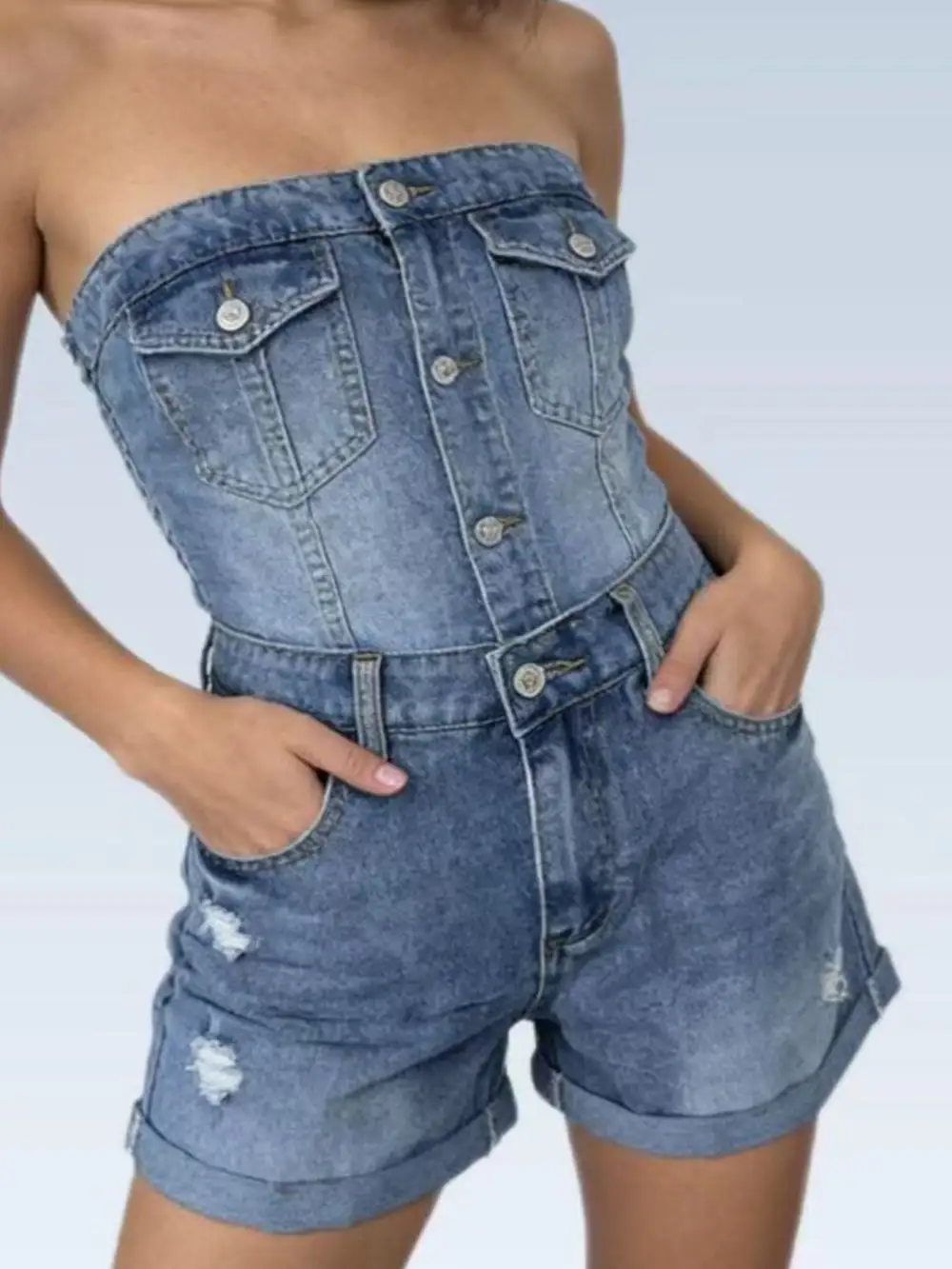 Distressed Ripped High Waist Pocketed Shorts