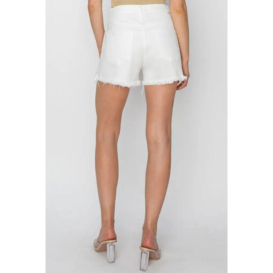 Button Fly Frayed Hem Denim Shorts