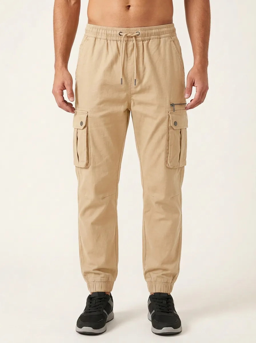 Outdoor Multi-Pocket Drawstring Men's Cargo Pants