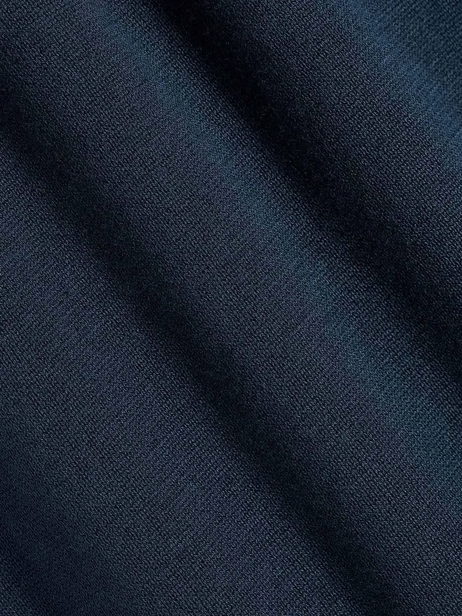 Inky Blue Cotton Long-Sleeve Polo Sweater