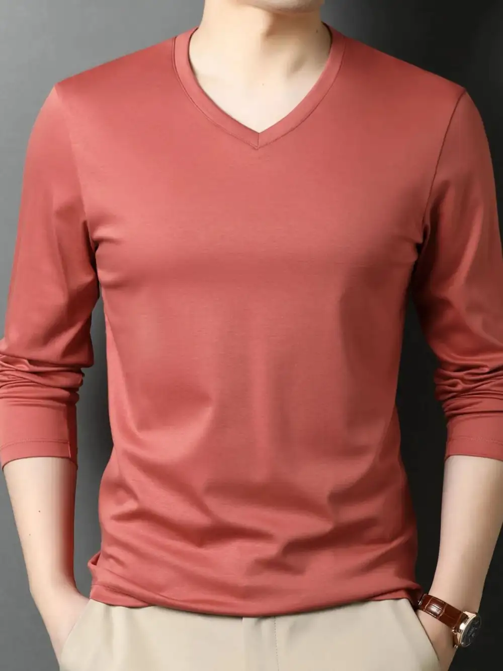 V-Neck Long-Sleeve T-Shirt