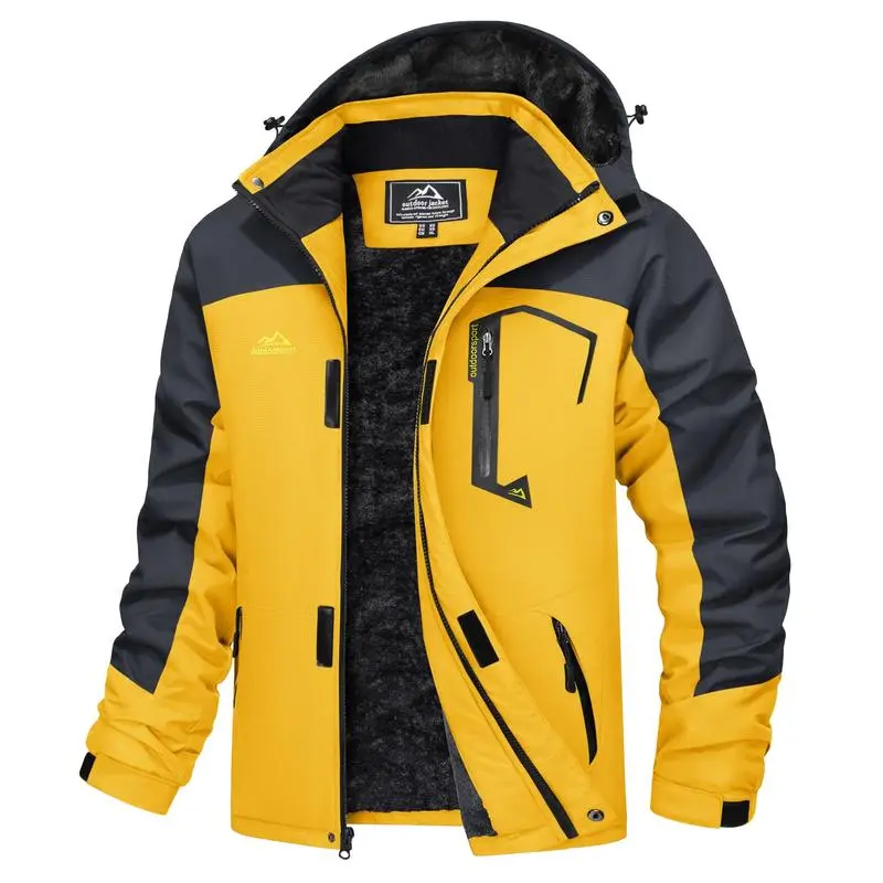 Men's Winter Coats Waterproof Ski Snow Jacket Warm Fleece Jacket Parka Raincoats With Multi-Pockets