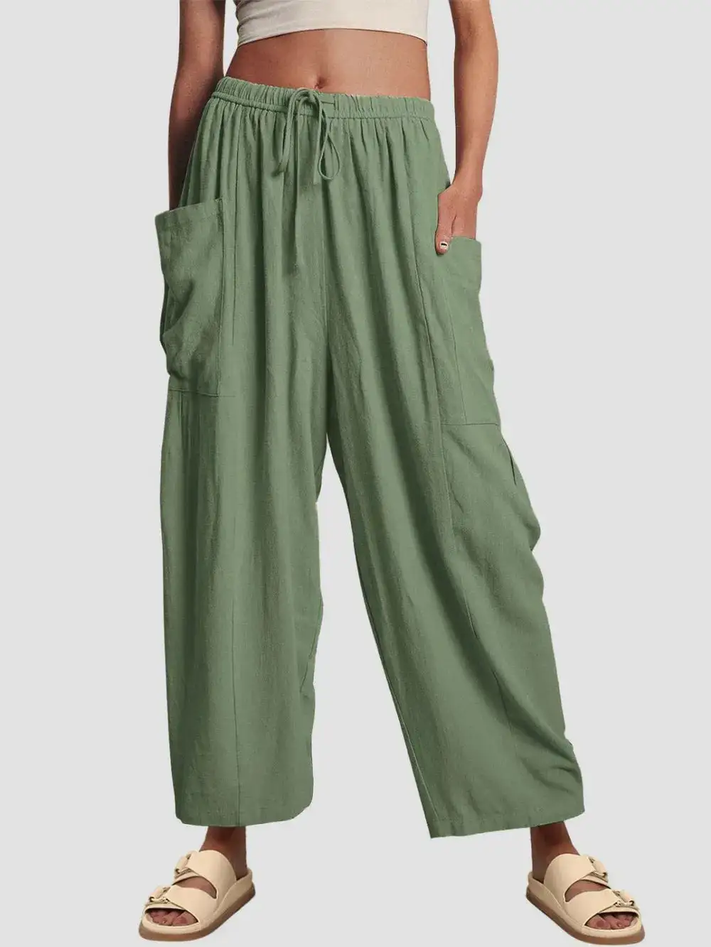 Polished Wide Leg Pocket Detail Pants
