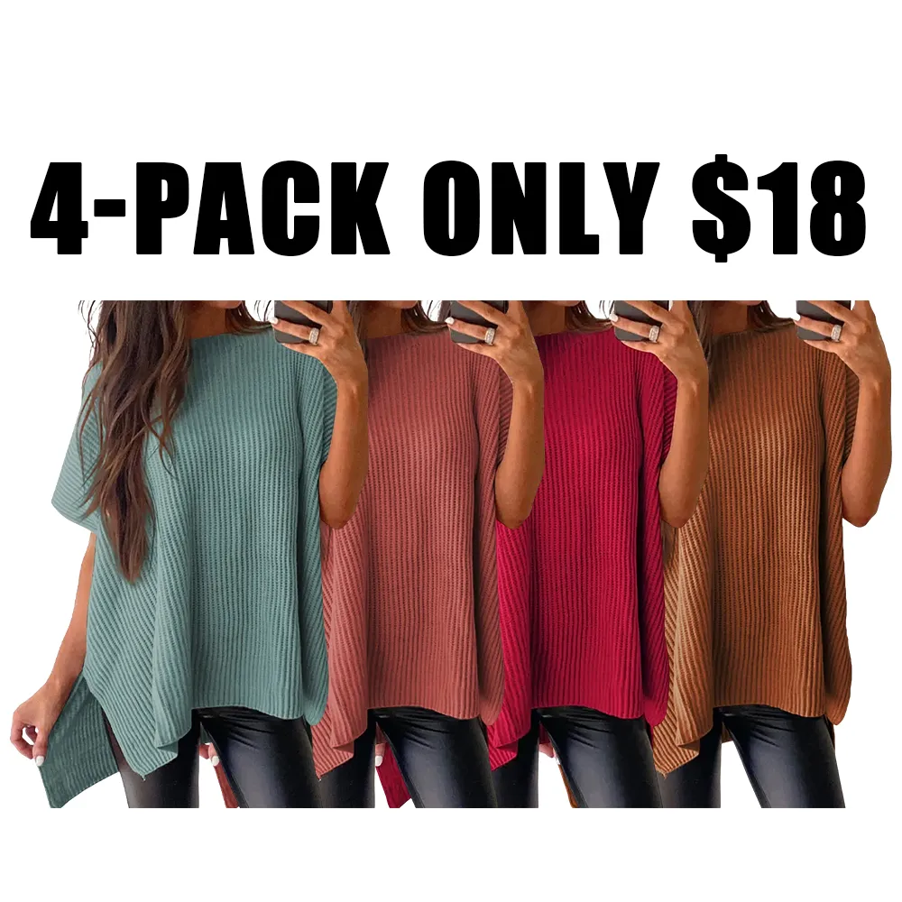 🔥Hot Sale💥 - Women's Round Neck Batwing Short Sleeve Loose Knit Top