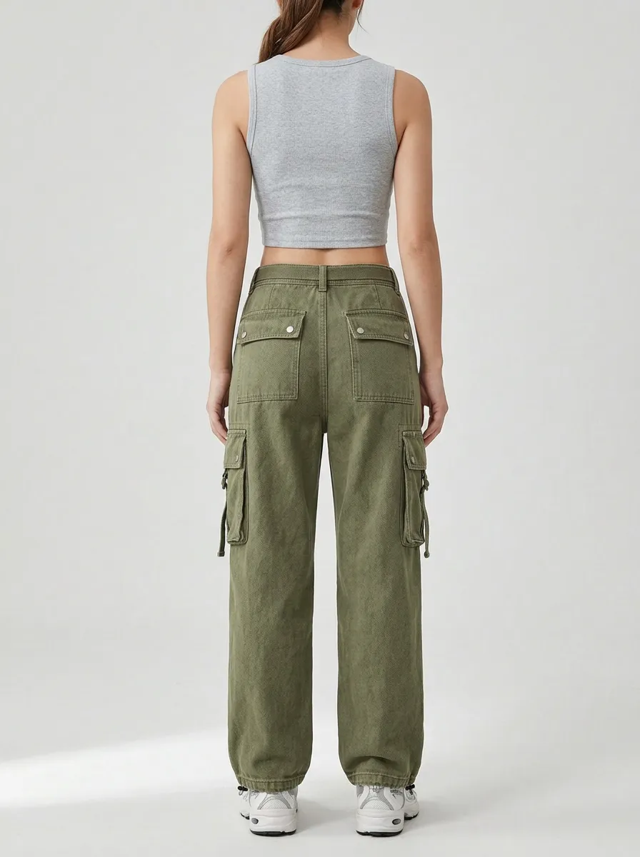Functional Utility Style Multi Pocket Wardrobe Women's Multi Pocket Cargo Pants