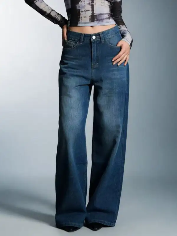 Balanced High Waist Wide Leg Denim Jeans