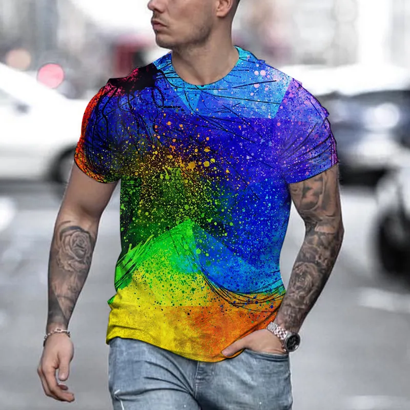 Men's Rainbow Short Sleeve T-shirt 3D Print Casual Fashion