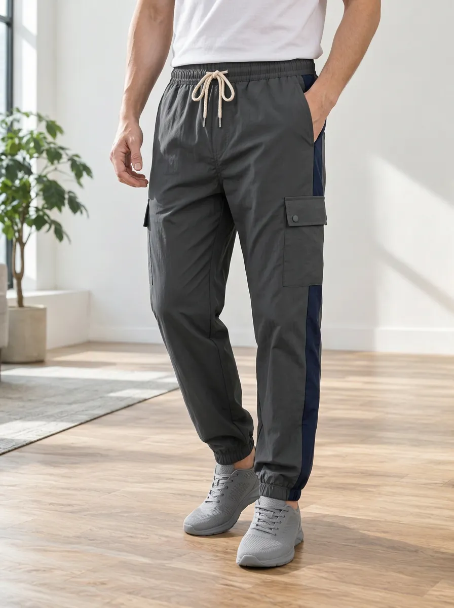 Men's Casual Sporty Colorblock Cargo Jogger Pants
