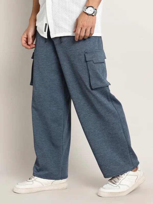 Blue Casual Style Relaxed Cargo Trousers