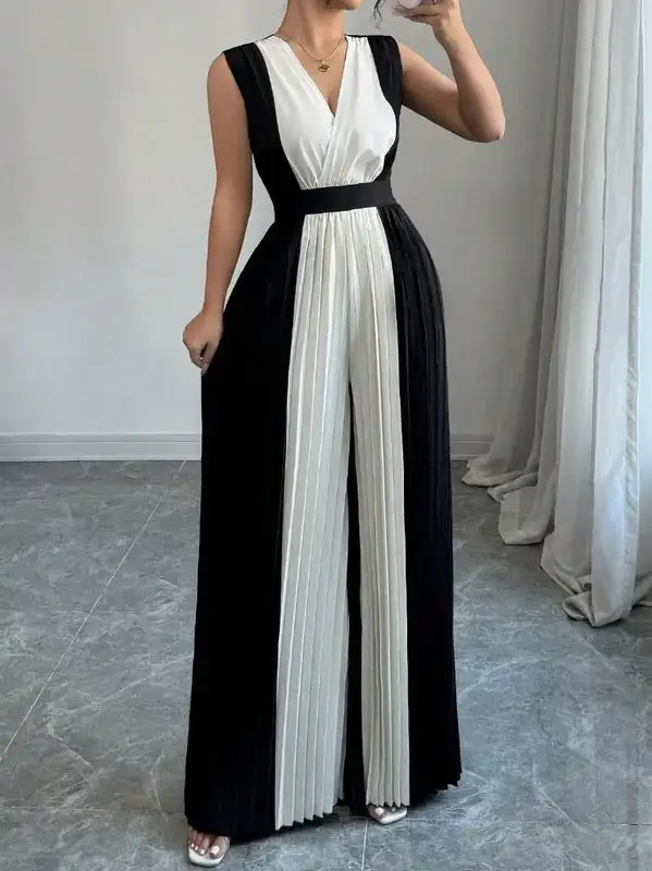 Hoog Getailleerde Losse Jumpsuits Met Contrasterende Kleuren En