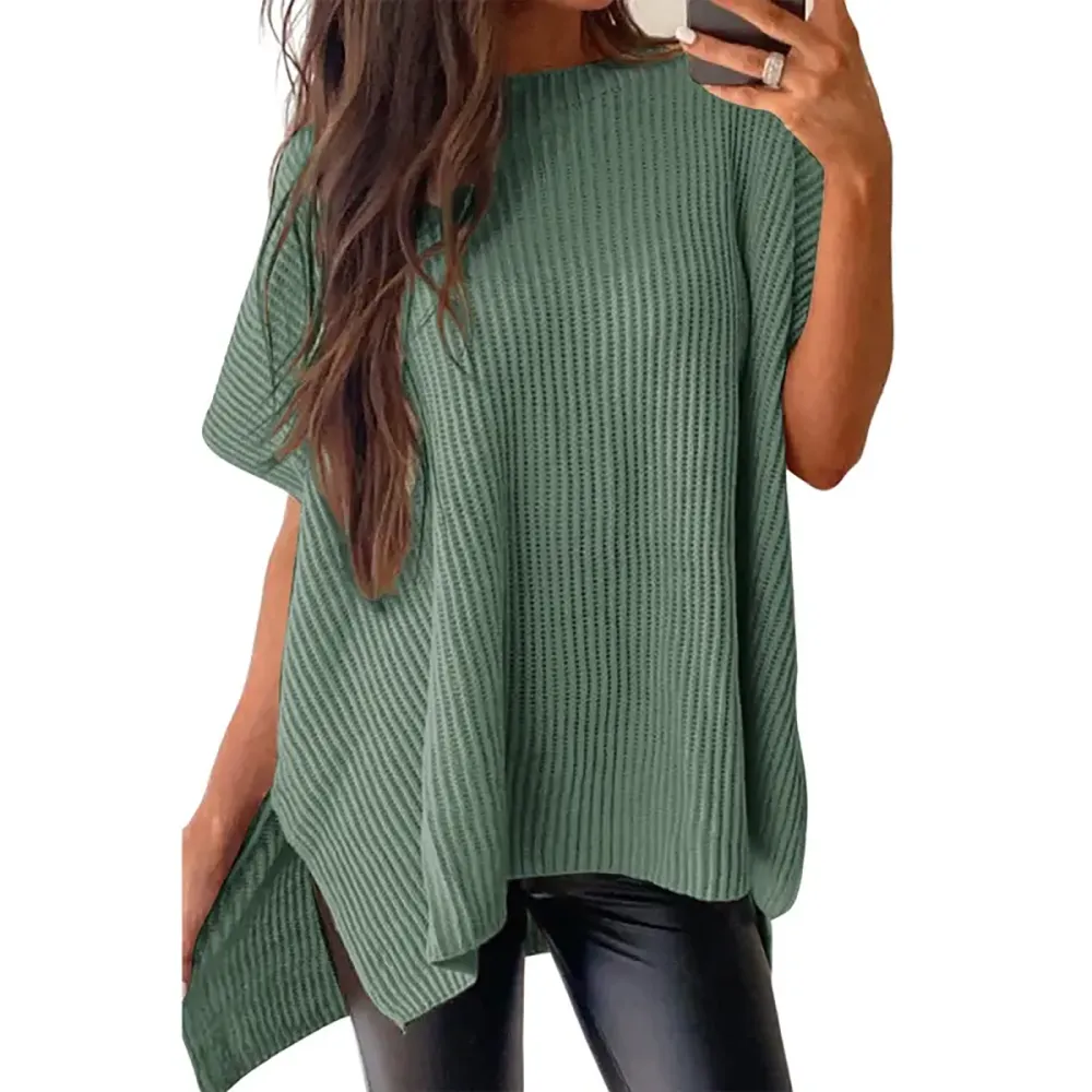 🔥Hot Sale💥 - Women's Round Neck Batwing Short Sleeve Loose Knit Top