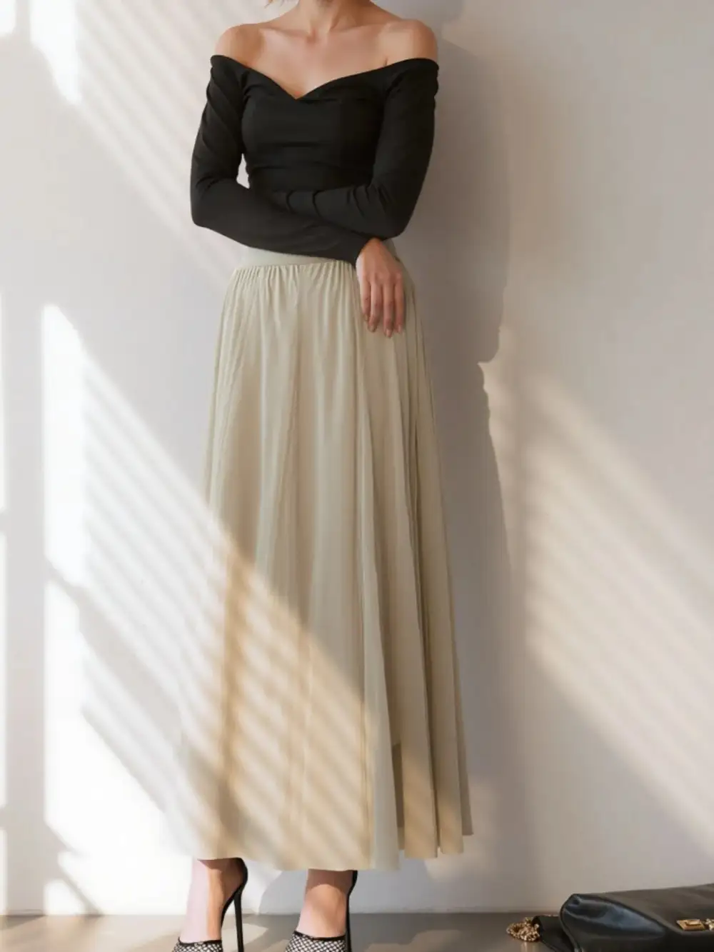 Classic High Waisted Midi Skirt