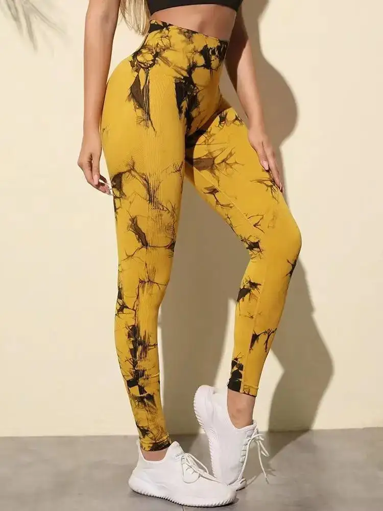 Seamless Fitness Gym Leggings Tie Dye Yoga Pants Tights High Waist