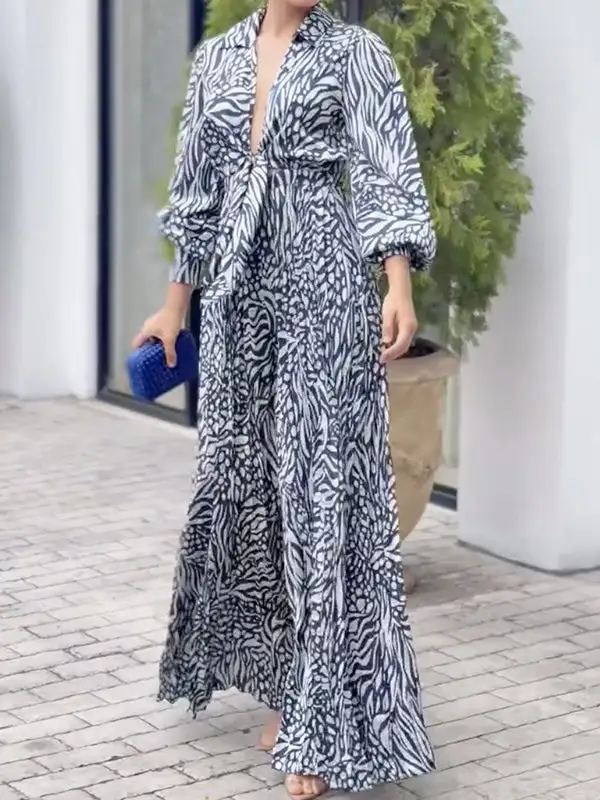 Losse Pofmouwen Geplooide Jumpsuits Met Split En Diepe