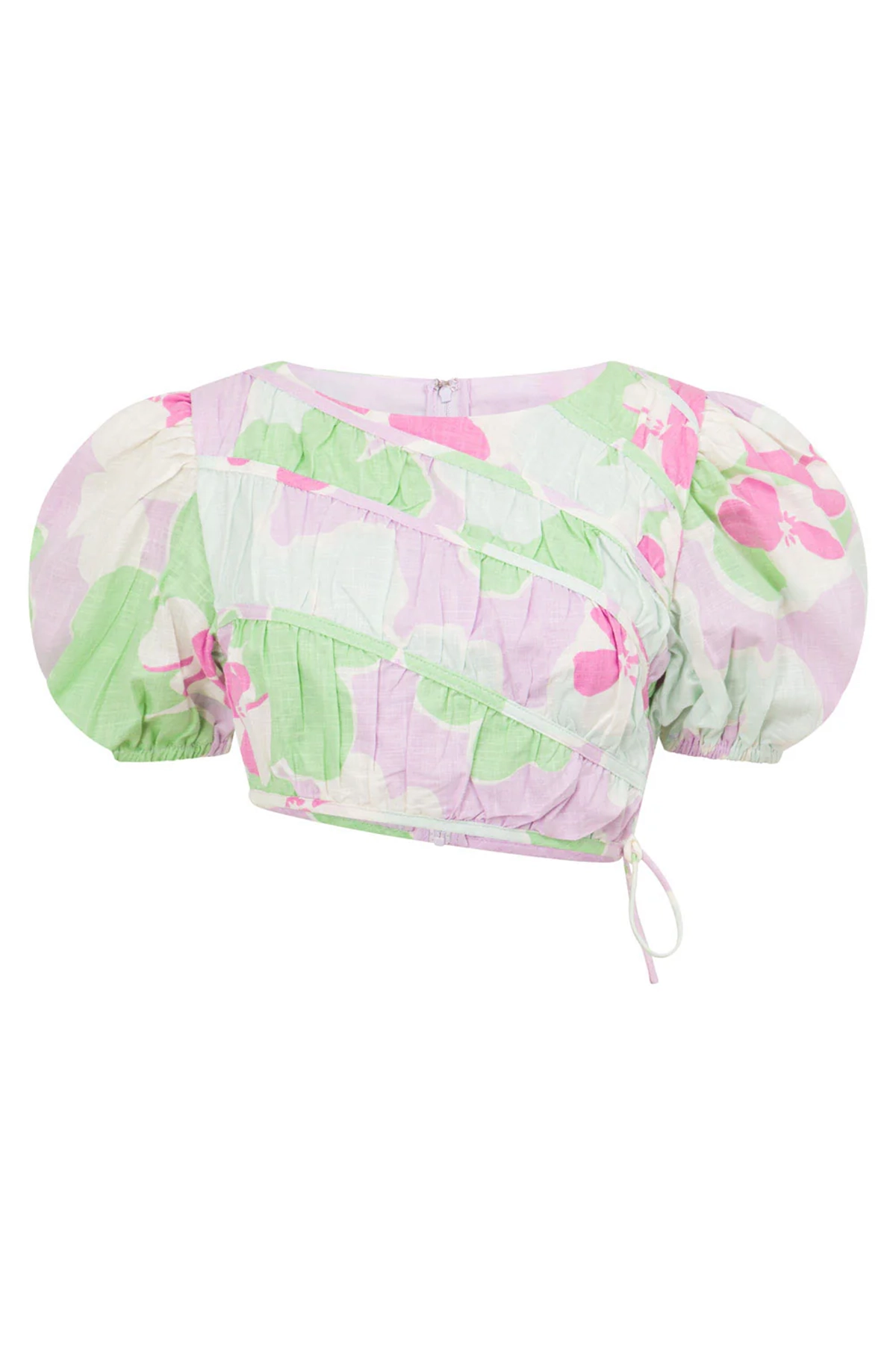 Puff Sleeve Floral Print Crop Top