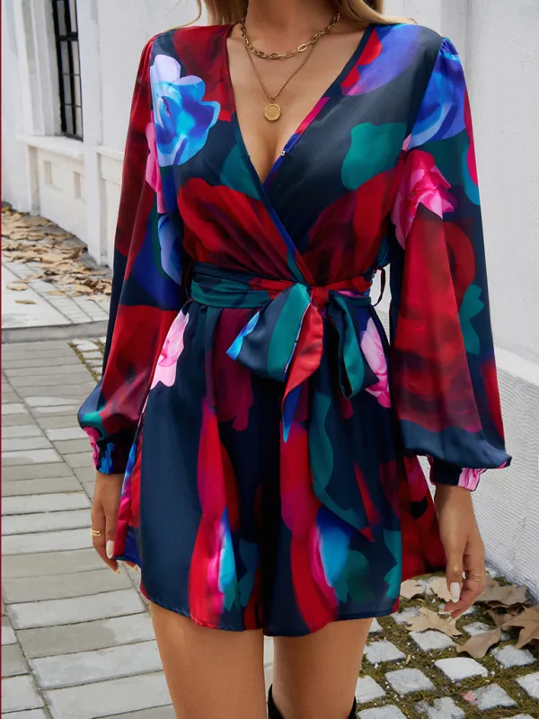 Bella Floral Long Sleeve High Waist Jumpsuit